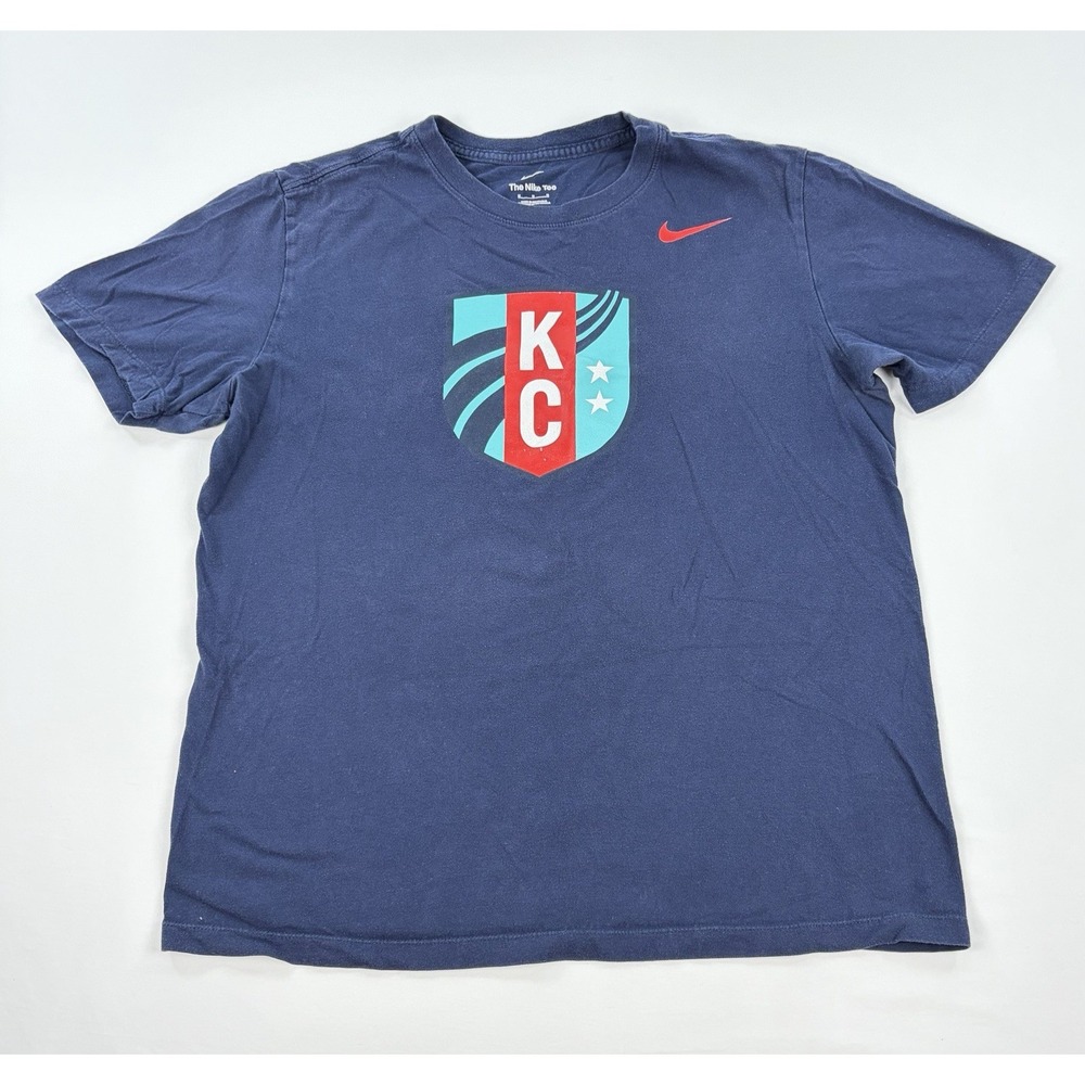 Nike Sporting Kansas City KC Shield T-Shirt Mens Medium Navy Blue Soccer MLS